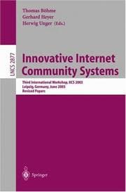 Tapa de Innovative Internet community systems