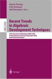Tapa de Recent trends in algebraic development techniques