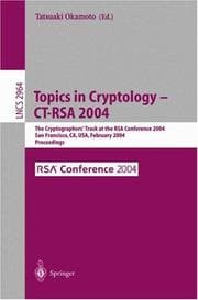 Tapa de Topics in Cryptology -- CT-RSA 2004