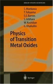 Tapa de Physics of transition metal oxides