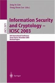 Tapa de Information security and cryptology--ICISC 2003