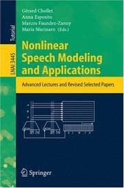 Tapa de Nonlinear speech modeling and applications