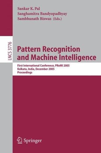 Tapa de Pattern recognition and machine intelligence