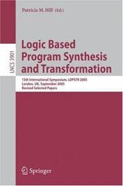 Tapa de Logic Based Program Synthesis and Transformation