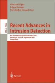 Tapa de Recent advances in intrusion detection
