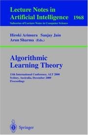 Tapa de Algorithmic learning theory