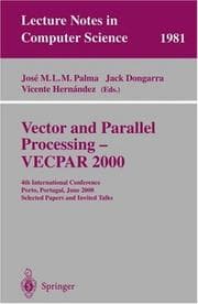 Tapa de Vector and parallel processing--VECPAR 2000