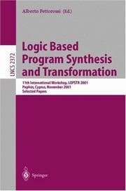 Tapa de Logic Based Program Synthesis and Transformation
