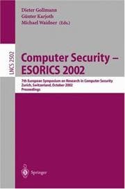 Tapa de Computer security--ESORICS 2002