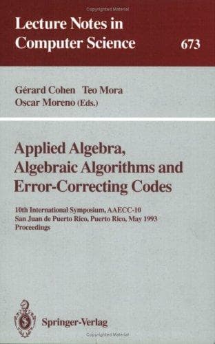 Tapa de Applied algebra, algebraic algorithms, and error-correcting codes