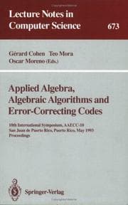 Tapa de Applied algebra, algebraic algorithms, and error-correcting codes