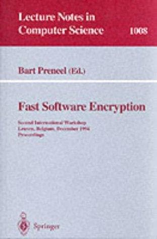 Tapa de Fast Software Encryption: Second International Workshop, Leuven, Belgium, December 14-16, 1994