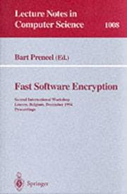 Tapa de Fast Software Encryption: Second International Workshop, Leuven, Belgium, December 14-16, 1994