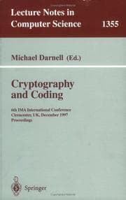 Tapa de Cryptography and Coding