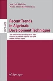 Tapa de Recent trends in algebraic development techniques