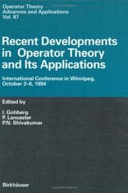 Tapa de Recent developments in operator theory and its applications