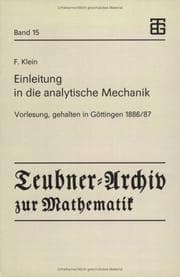 Tapa de Einleitung in die analytische Mechanik