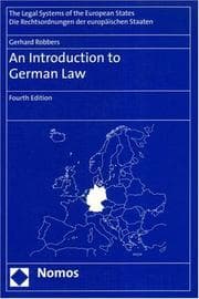 Tapa de An Introduction to German Law (The Legal Systems of the European States)