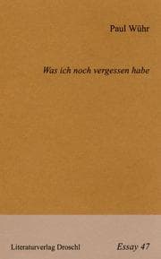 Tapa de Was ich noch vergessen habe