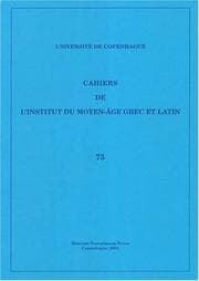 Tapa de Cahiers De L'institute Du Moyen-age Grec Et Latin