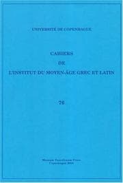Tapa de Cahiers De L'institut Du Moyen-age Grec Et Latin