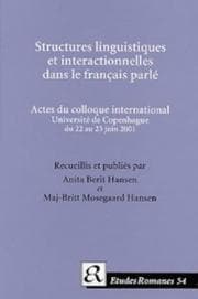 Tapa de Structures linguistiques et interactionnelles dans le francais parlé