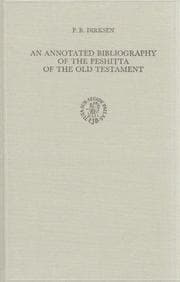 Tapa de An annotated bibliography of the Peshiṭta of the Old Testament