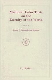 Tapa de Medieval Latin texts on the eternity of the world