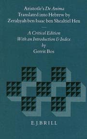 Tapa de Aristotle's De Anima: Translated into Hebrew by Zerahyah Ben Isaac Ben Shealtiel Hen