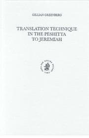 Tapa de Translation Technique in the Peshitta to Jeremiah (Monographs of the Peshi {t} Ta Institute Leiden, 13)