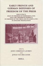 Tapa de Early French and German defenses of freedom of the press