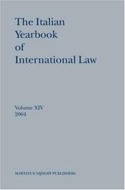 Tapa de The Italian Yearbook of International Law, 14 (2004) (Italian Yearbook of International Law)