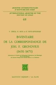 Tapa de Inventaire de la correspondance de Johannes Fredericus Gronovius, 1631-1671