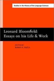 Tapa de Leonard Bloomfield, essays on his life and work