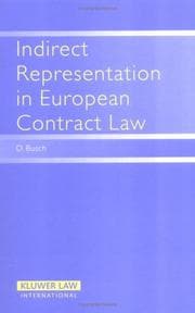 Tapa de Indirect Representation in European Contract Law (Principles of European Contract Law)