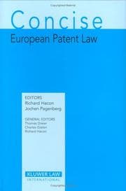 Tapa de Concise European patent law