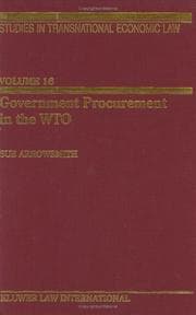Tapa de Government Procurement in the WTO (Studies in Transnational Economic Law)
