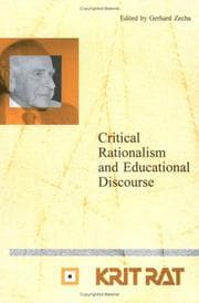 Tapa de Critical Rationalism And Educational Discourse.(Schriftenreihe zur Philosophie Karl R. Poppers und des Kritischen Rationalismus/Series in the Philosophy of Karl R. Popper and Critical Rationalism 11)