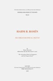 Tapa de Haiim B. Rosén. Bio-bibliographical Sketch Followed by the Late Prof. Rosén's Text