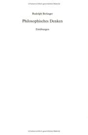 Tapa de Philosophisches Denken.Einubungen. Hrsg. von Franz Trager in Zusammenarbeit mit Dorothea Gunther. (2. Aufl. 1995).