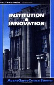 Tapa de Institution & Innovation (Avant Garde Critical Studies 8)
