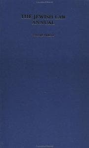 Tapa de Jewish Law Annual (Jewish Law in Context, Vol 12)