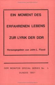 Tapa de Ein Moment des erfahrenen Lebens zur Lyrik der DDR