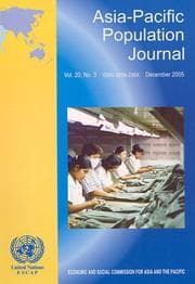 Tapa de Asia-pacific Population Journal, December 2005