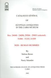 Tapa de Non-Human Mummies, Nos. 24048-24056; 29504-29903 (selected); 51084-51101; 61089 (Cataglogue General of Egyptian Antiquities in the Cairo Museum)