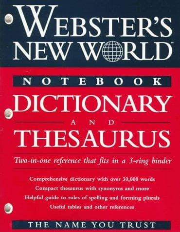 Tapa de Webster's New World Notebook and Thesaurus Dictionary