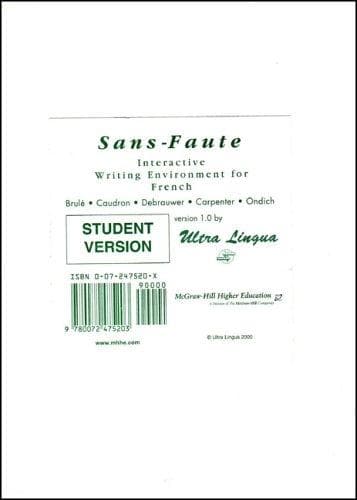 Tapa de Sans-Faute Writing Environment (Student Edition)