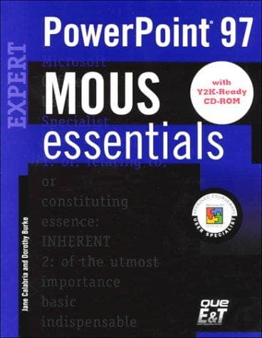 Tapa de MOUS Essentials PowerPoint 97 Expert, Y2K Ready