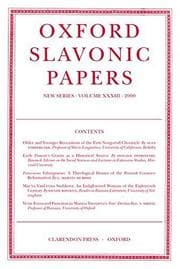 Tapa de Oxford Slavonic Papers 2000 Vol. XXXIII