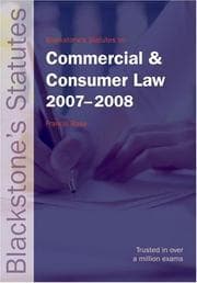 Tapa de Blackstone's Statutes on Commercial and Consumer Law 2007-2008
